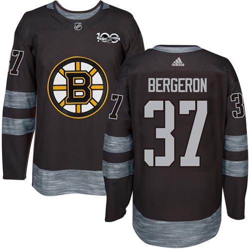 Adidas Bruins #37 Patrice Bergeron Black 1917-100th Anniversary Stitched NHL Jersey